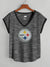 NFL Single Jersey Boxy V Neck Tee Shirt For Ladies-Black Melange-SP2141