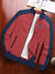 P&B Terry Fleece Zipper Mock Neck Jacket For Men-Carrot Red with Blue-BE572