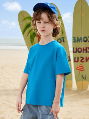 North Peak Crew Neck T Shirt For Boys-Sky Blue-SP2475/RT2525