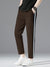 Louis Vicaci Slim Fit Interlock Trouser For Men-Dark Brown with White & Navy Stripes-SP1804