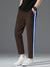 Louis Vicaci Active Wear Interlock Trouser For Men-Dark Brown Blue & White Stripe-SP1729