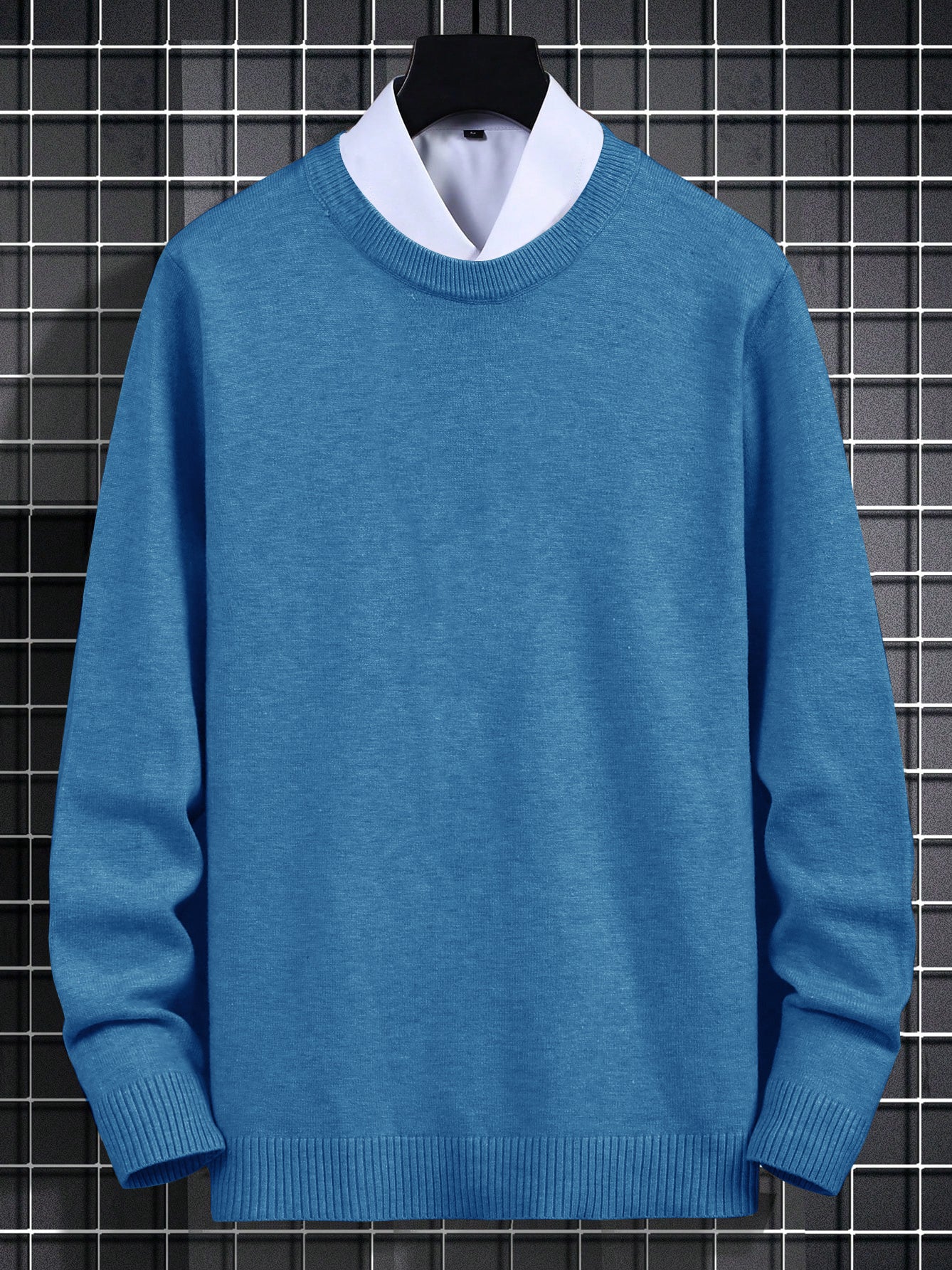 Aardo Fashion Crew Neck Wool Sweater For Men-Blue-SP1159/RT2283