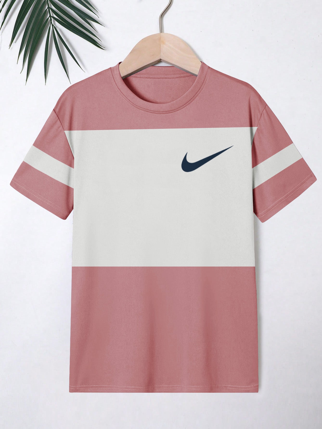 NK Crew Neck Single Jersey Tee Shirt For Kids-Dark Pink with Smoke White Panels-SP2219