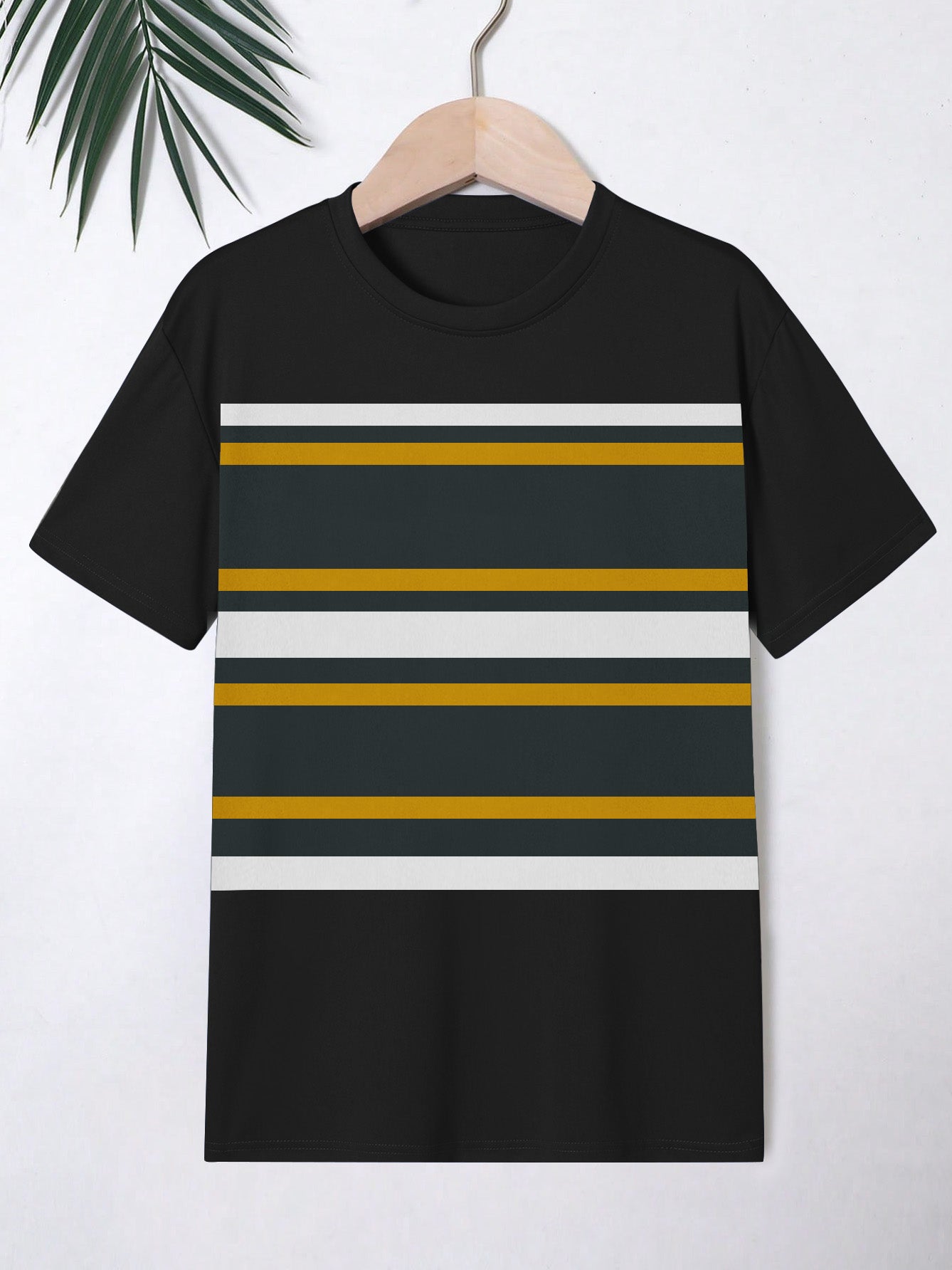 NXT Crew Neck Single Jersey Tee Shirt For Kids-Black with Stripes-SP2239