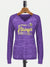 Majestic Lead Play Long Sleeve Split Neck Tee Shirt For Ladies-Purple Melange-SP1993