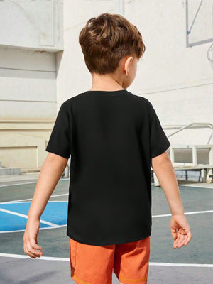 North Peak Crew Neck T Shirt For Boys-Black-SP2474/RT2524