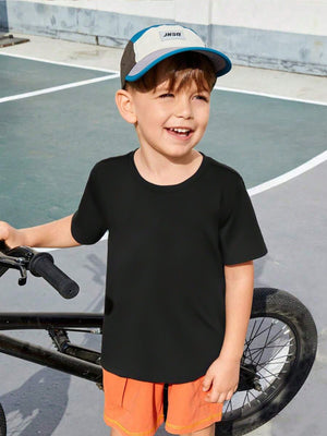 North Peak Crew Neck T Shirt For Boys-Black-SP2474/RT2524