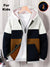 NXT Inner Fur Hood Fleece Full Zipper Hoodie For Kids-Navy with Brown & White Melange Panels-BE2480/BR14493