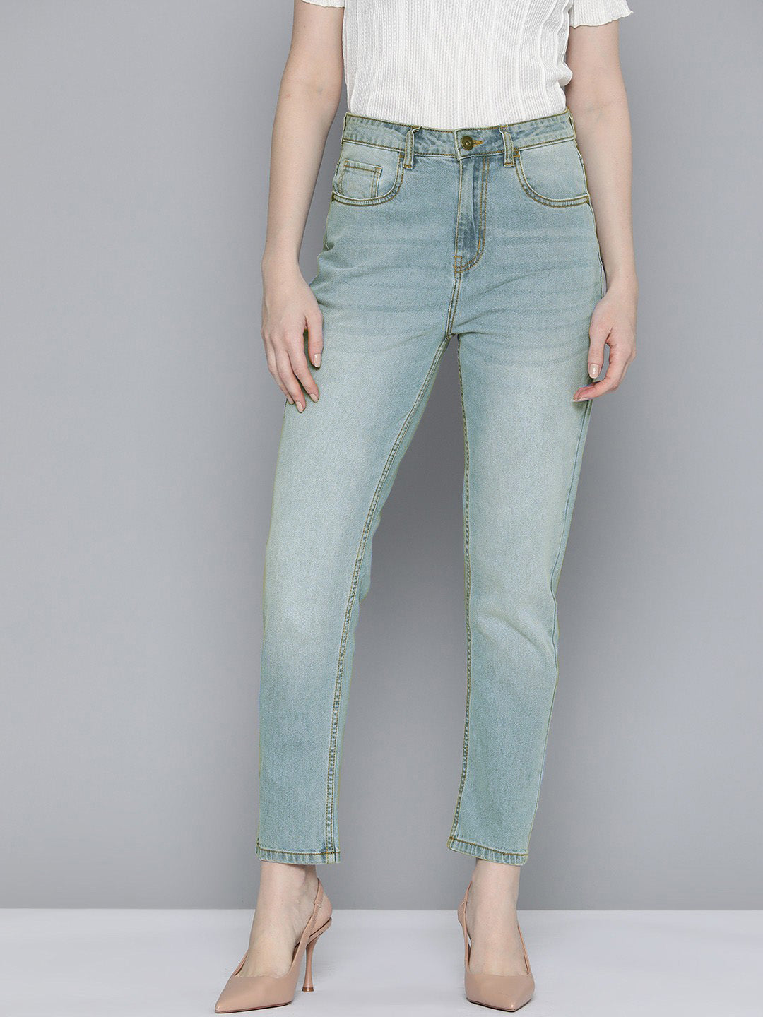 Colin's Slim Fit Non Stretch Denim For Ladies-Light Blue Faded-SP2657