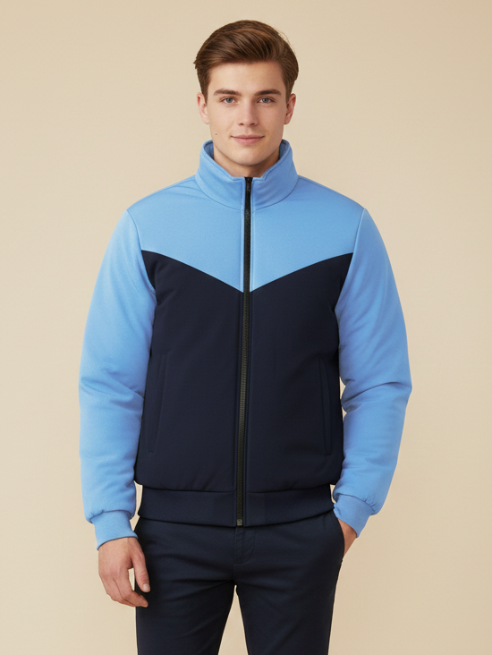 Payper Winter Zipper Mockneck Jacket For Men-Light Sky & Dark Navy-PHPH37