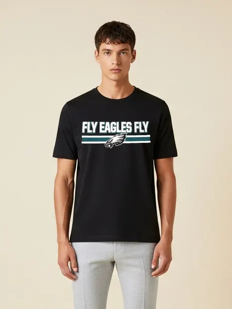 47 Single Jersey Crew Neck Tee Shirt For Men-Black with Print-BR15642