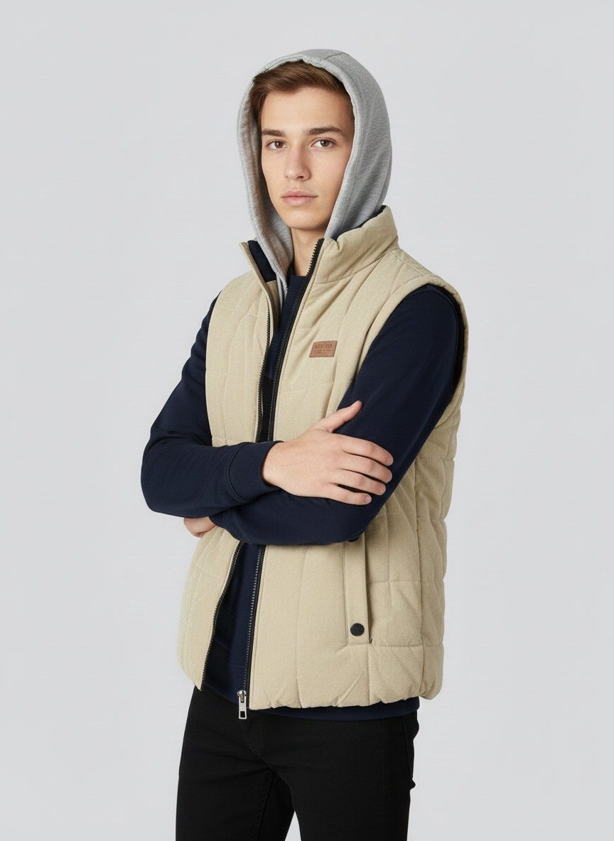 Stylish Winter Sleeveless Zipper Jacket For Men-Skin-SJ01