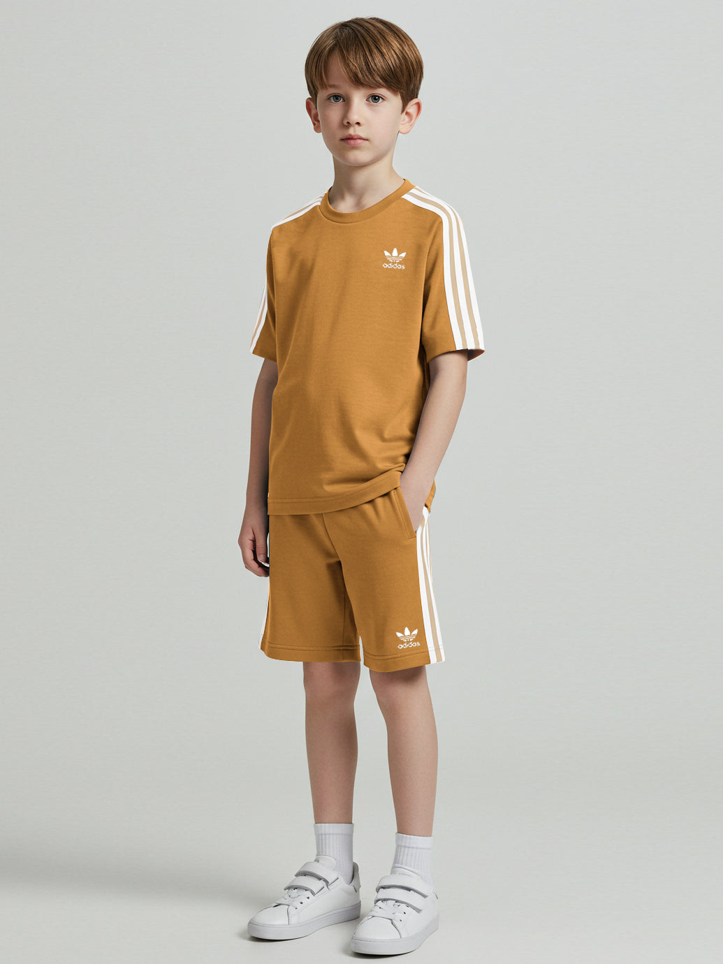 Ads Summer T Shirt & Short Suit For Kids-Light Camel-BE3228/BR15683