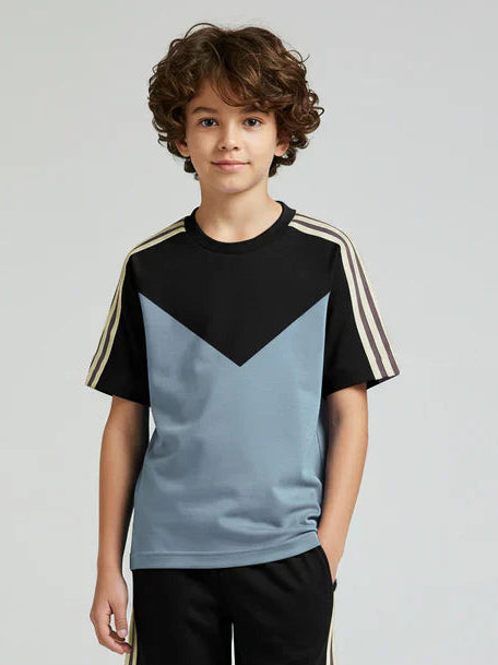 Ads Summer T Shirt For Kids-Bond Blue & Black-NSK19