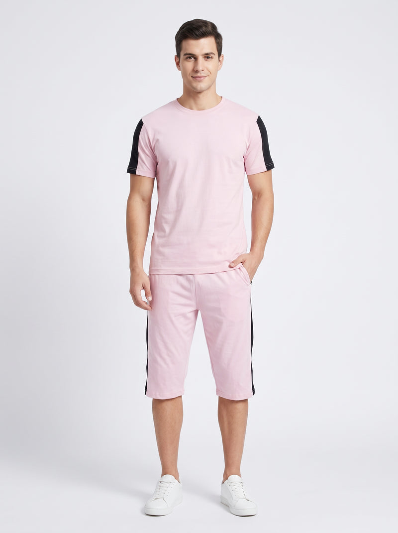 Summer Co Ord Set For Men-Light Pink-BE9583