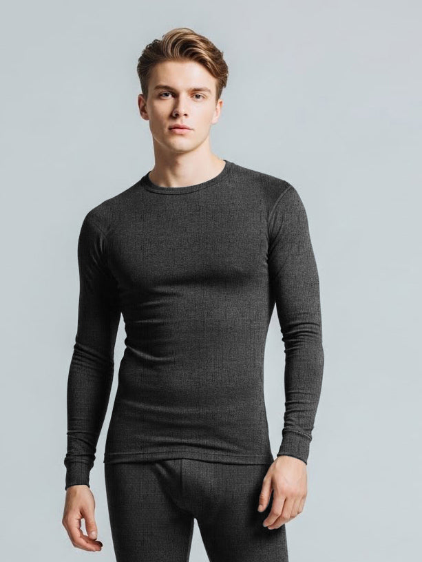 Long Sleeve Thermal Warmer Shirt For Men-Charcoal-TVS08