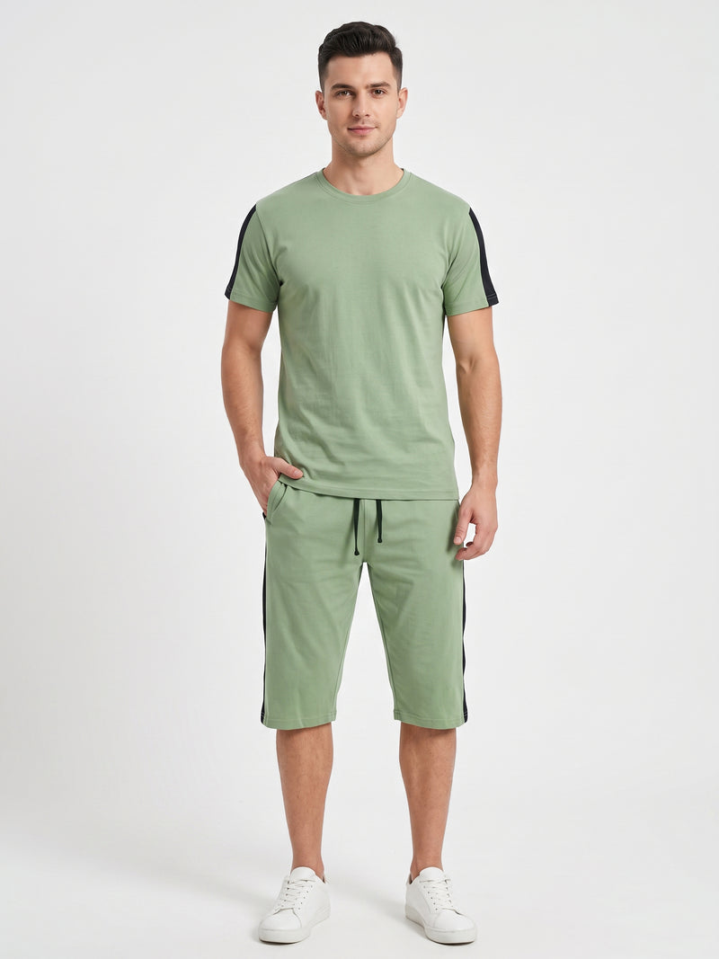 Summer Co Ord Set For Men-Lime Green-BE9699