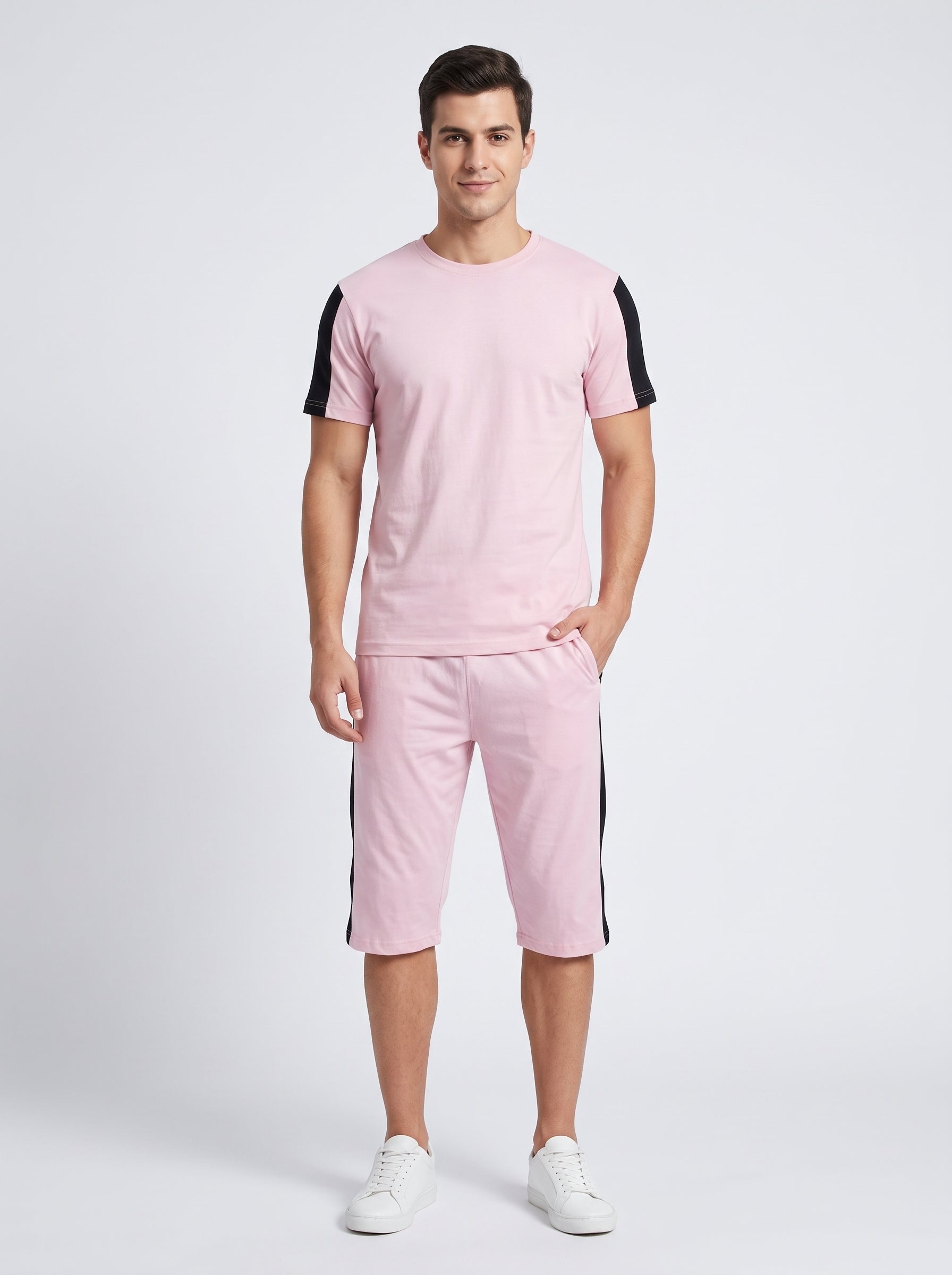 Summer Co Ord Set For Men-Pink-BE3082