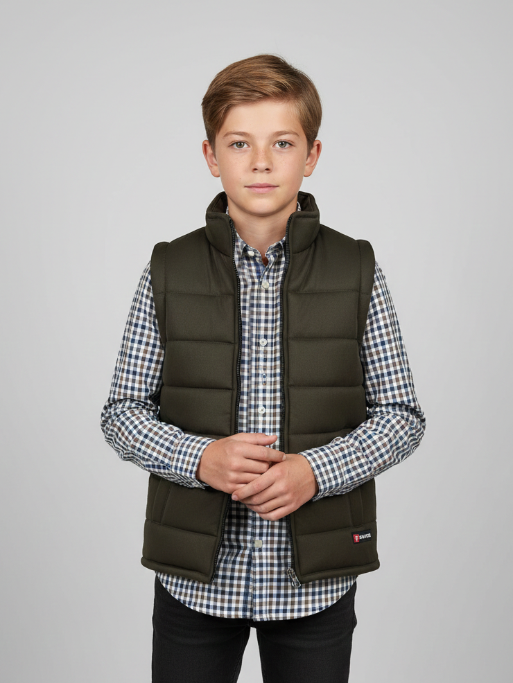 Payper Winter Sleeveless Zipper Mockneck Jacket For Kids-Chocolate-PSJ05