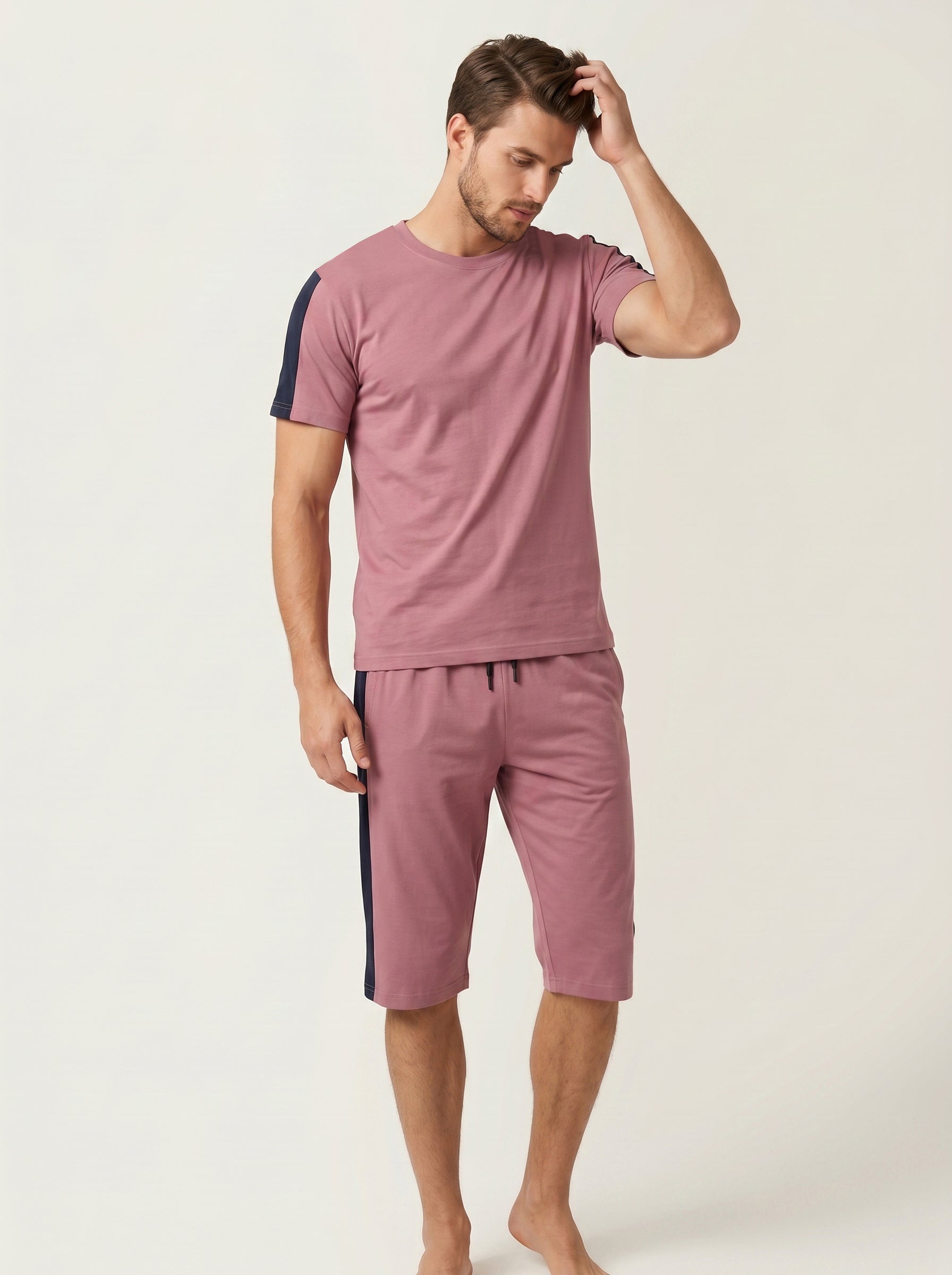 Summer Co Ord Set For Men-Pink-BE8403