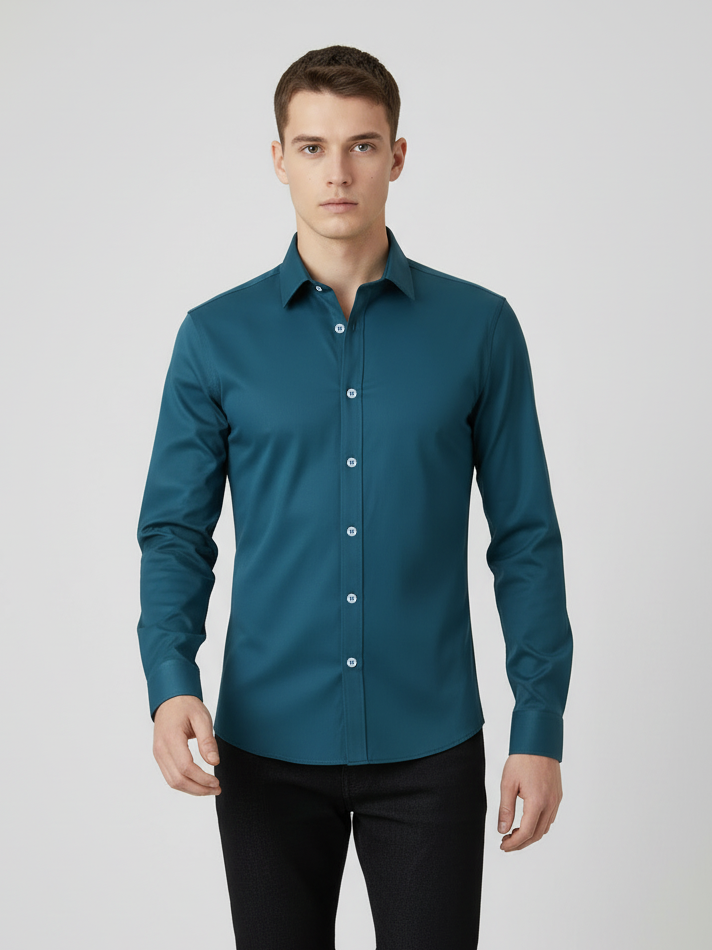 Rawgear 4 Side Lycra Slim Fit Long Sleeve Casual Shirt For Men-Zinc-RG01