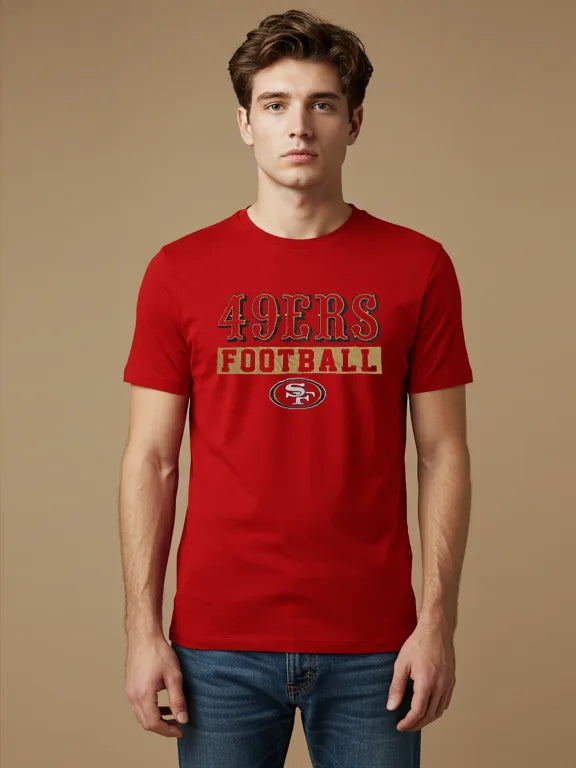 47 Single Jersey Crew Neck Tee Shirt For Men-Red with Print-BE1033