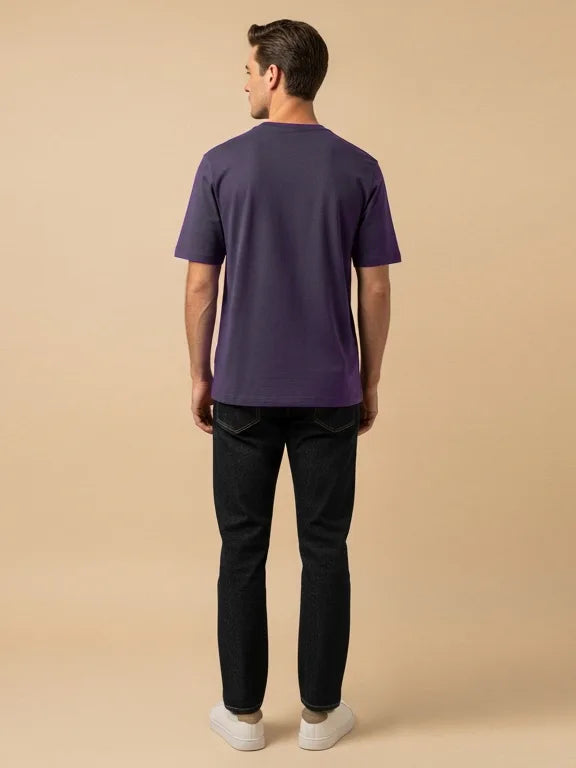 47 Crew Neck Half Sleeve Tee Shirt For Men-Purpl-BE3191