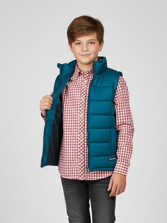 Payper Winter Sleeveless Zipper Mockneck Jacket For Kids-Zinc-PSJ06