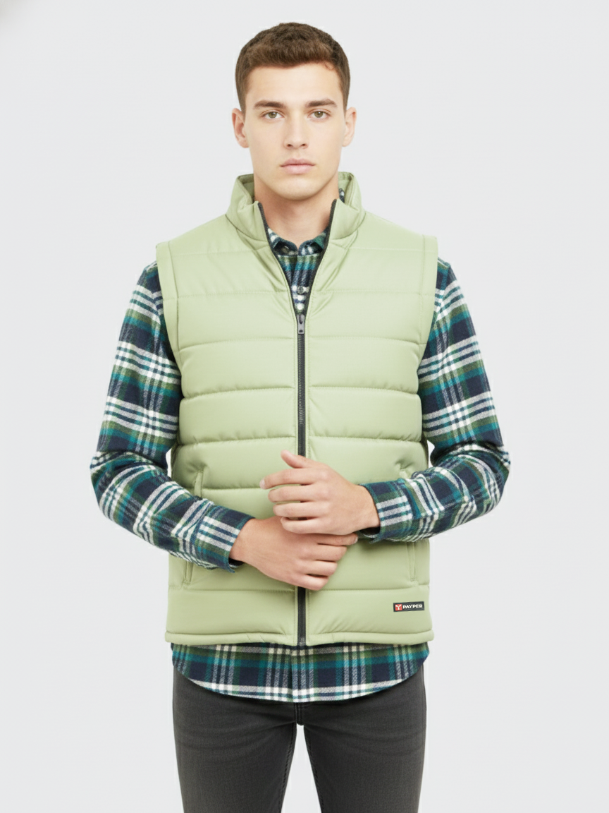 Payper Winter Sleeveless Zipper Mockneck Jacket For Men-Light Sea Green-PH40