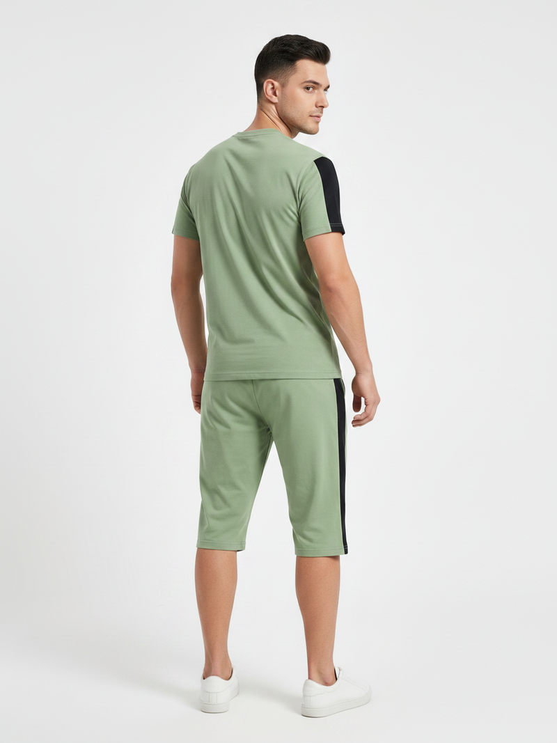 Summer Co Ord Set For Men-Lime Green-BE9699
