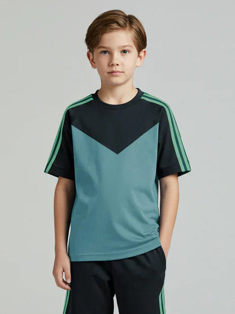 Ads Summer T Shirt For Kids-Dark Navy With Bond Blue-NSK22