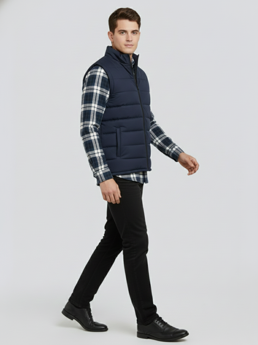 Payper Winter Sleeveless Zipper Mockneck Jacket For Men-Dark Navy-PH38