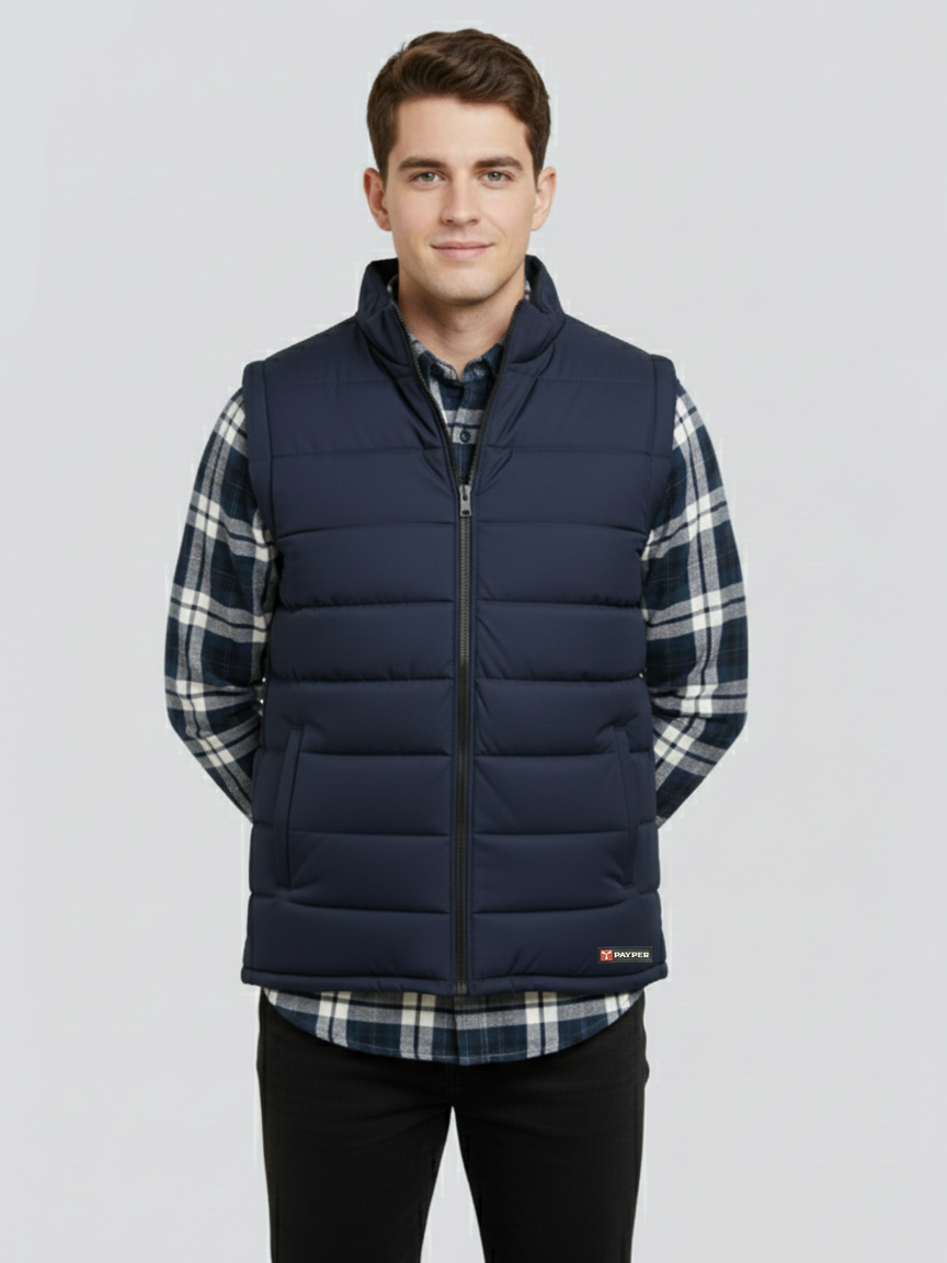 Payper Winter Sleeveless Zipper Mockneck Jacket For Men-Dark Navy-PH38