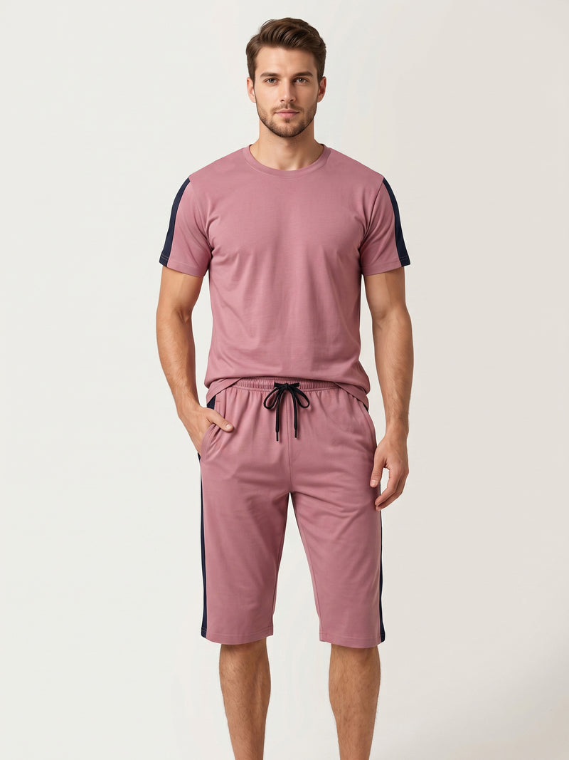 Summer Co Ord Set For Men-Pink-BE8403