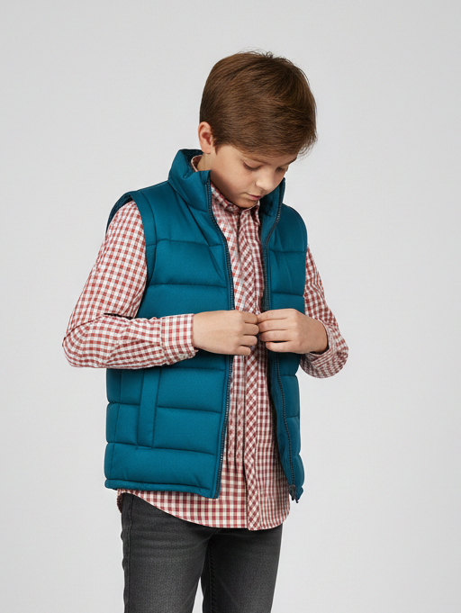 Payper Winter Sleeveless Zipper Mockneck Jacket For Kids-Zinc-PSJ06