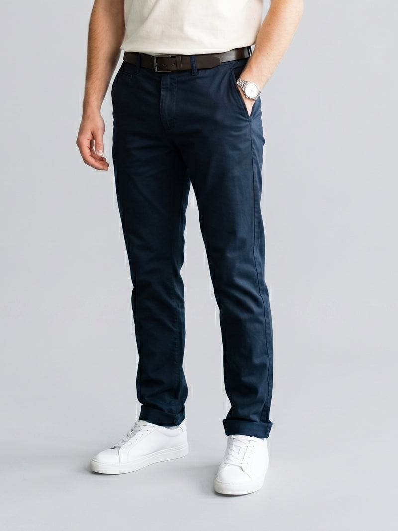 ORN Regular Fit Chino Denim For Men-Dark Navy-BE6462