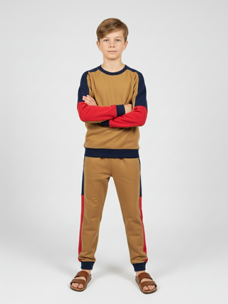 Stylish Dry Fit Tracksuit For Kids-Camel-SDF01