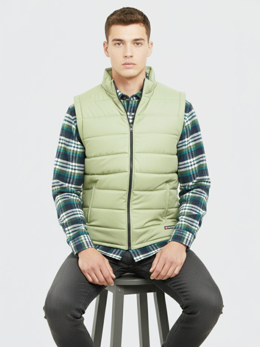 Payper Winter Sleeveless Zipper Mockneck Jacket For Men-Light Sea Green-PH40