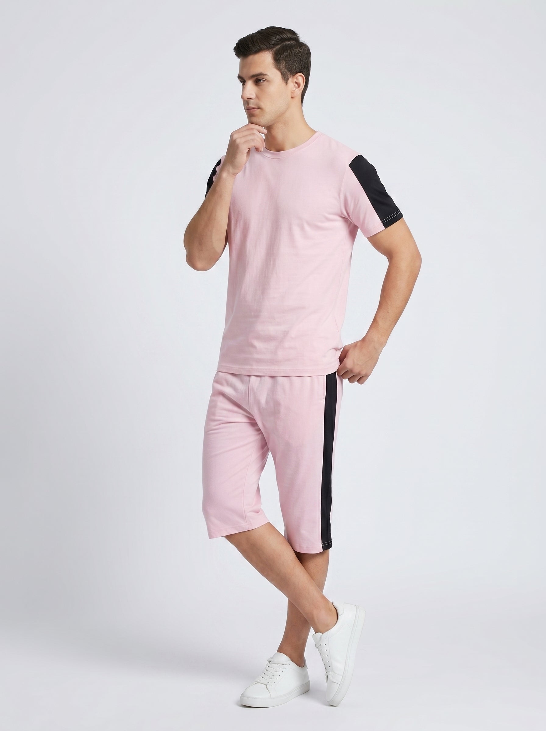 Summer Co Ord Set For Men-Pink-BE3082