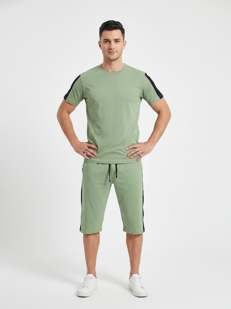 Summer Co Ord Set For Men-Lime Green-BE9699