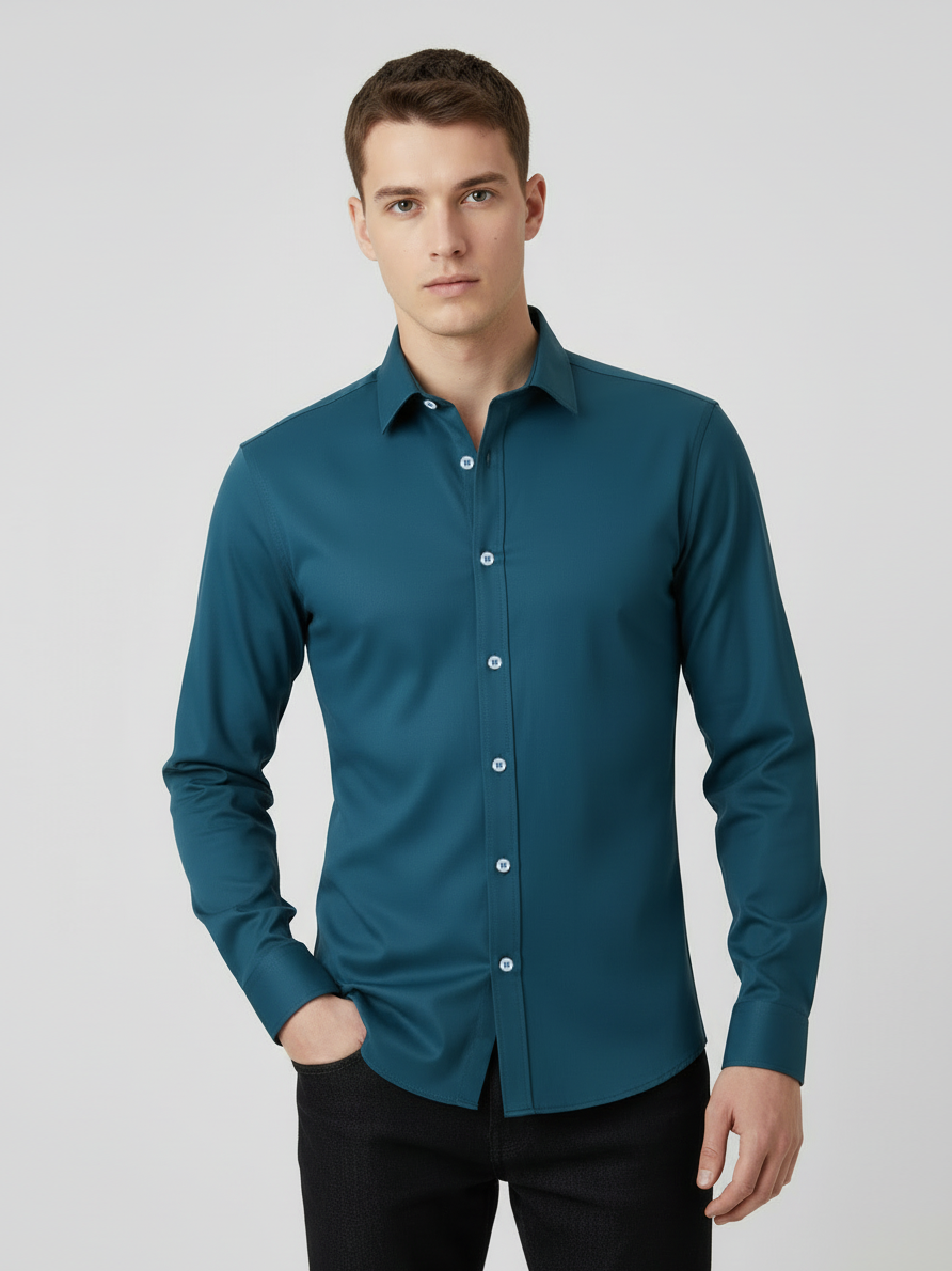 Rawgear 4 Side Lycra Slim Fit Long Sleeve Casual Shirt For Men-Zinc-RG01