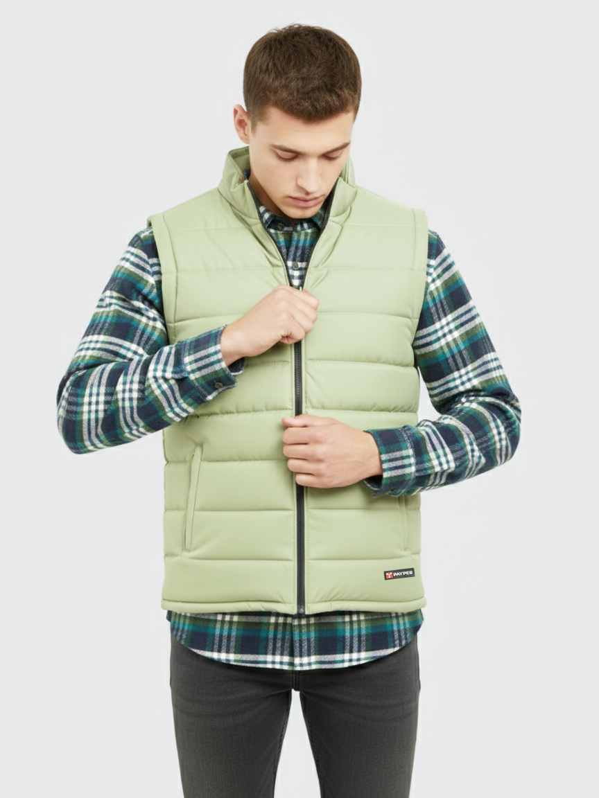 Payper Winter Sleeveless Zipper Mockneck Jacket For Men-Light Sea Green-PH40