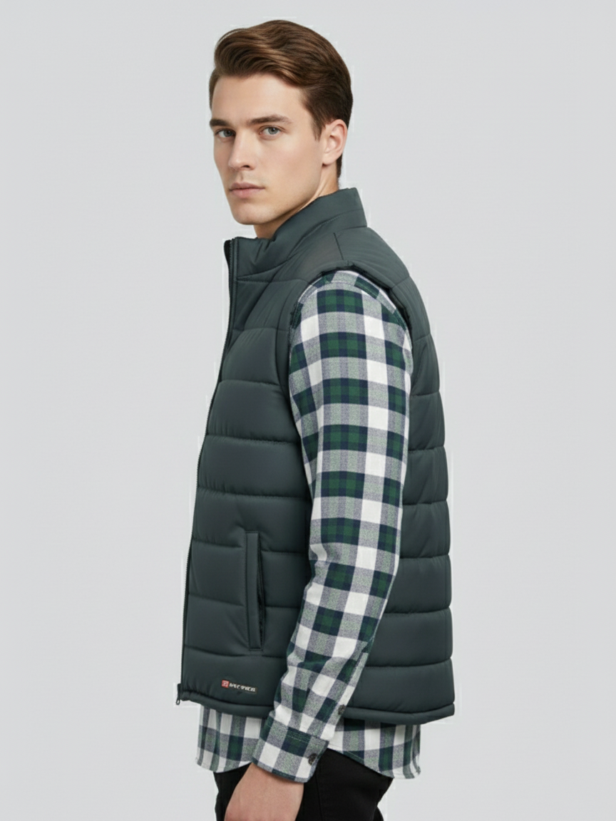 Payper Winter Sleeveless Zipper Mockneck Jacket For Men-Dark Grey-PH37