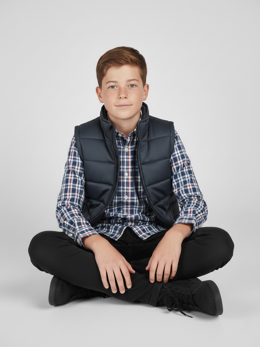 Payper Winter Sleeveless Zipper Mockneck Jacket For Kids-Dark Grey-PSJ04