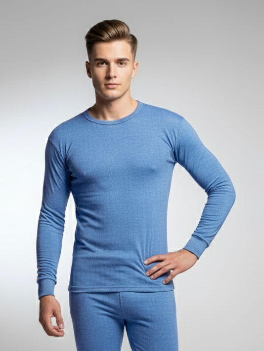 Long Sleeve Thermal Warmer Shirt For Men-Blue-TVS10