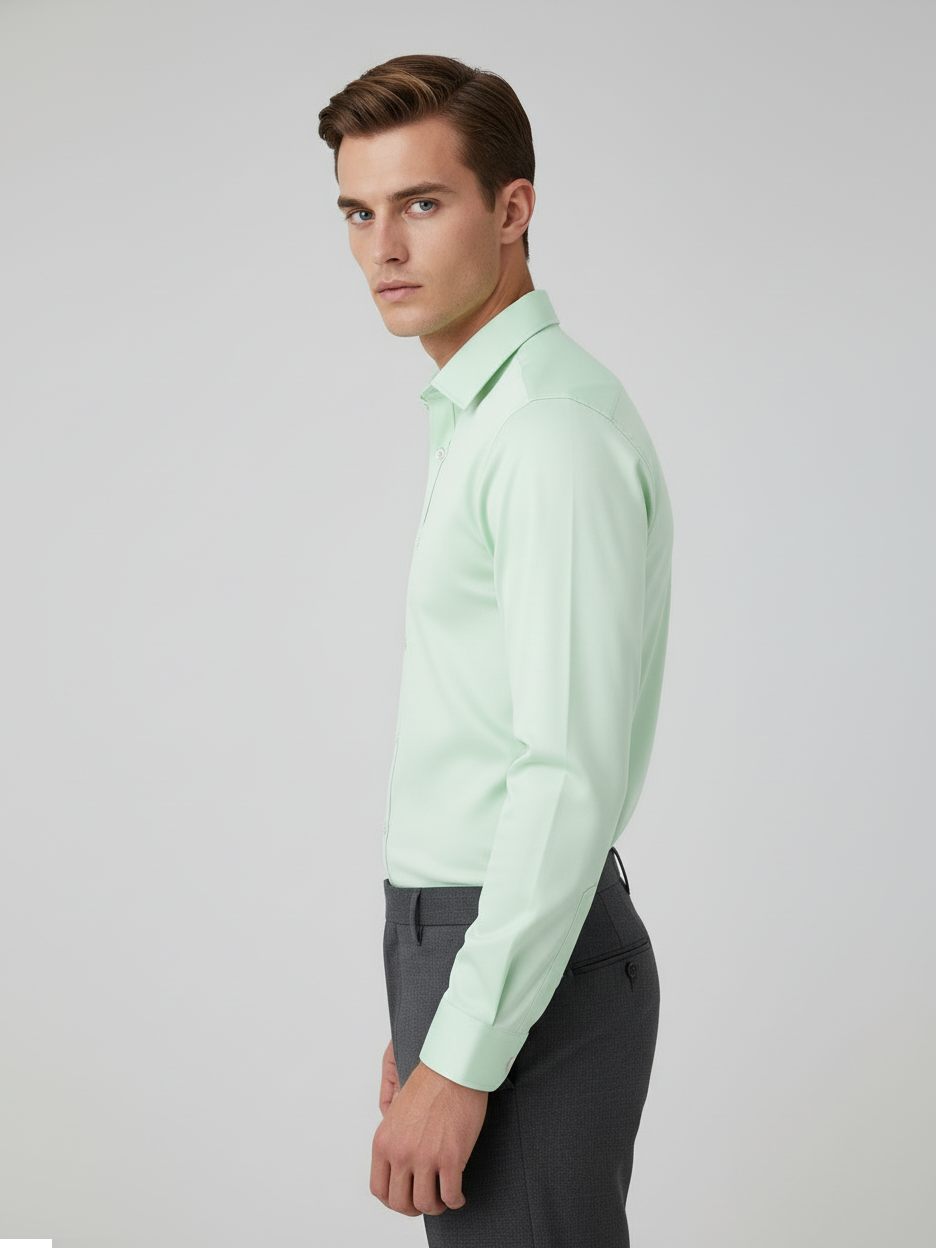 Rawgear 4 Side Lycra Slim Fit Long Sleeve Casual Shirt For Men-Light Mint-RG14