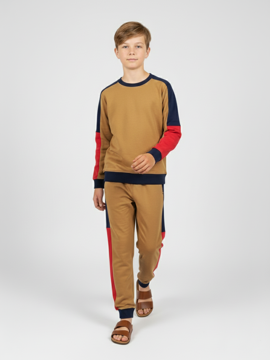Stylish Dry Fit Tracksuit For Kids-Camel-SDF01