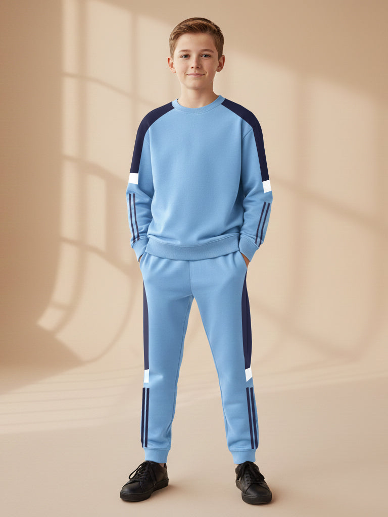 U.S.P Fleece Tracksuit For Kids-Light Sky Blue-USPT01
