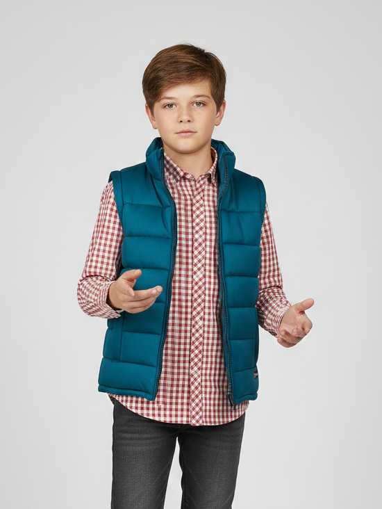 Payper Winter Sleeveless Zipper Mockneck Jacket For Kids-Zinc-PSJ06
