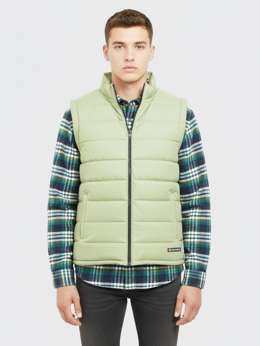 Payper Winter Sleeveless Zipper Mockneck Jacket For Men-Light Sea Green-PH40